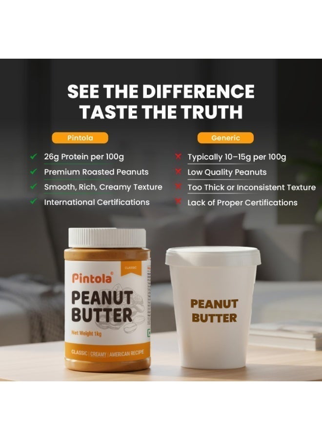 Pintola Original Classic Peanut Butter Creamy 1kg | Selected Roasted Nuts | 0% Trans Fat | Gluten Free - Image 4